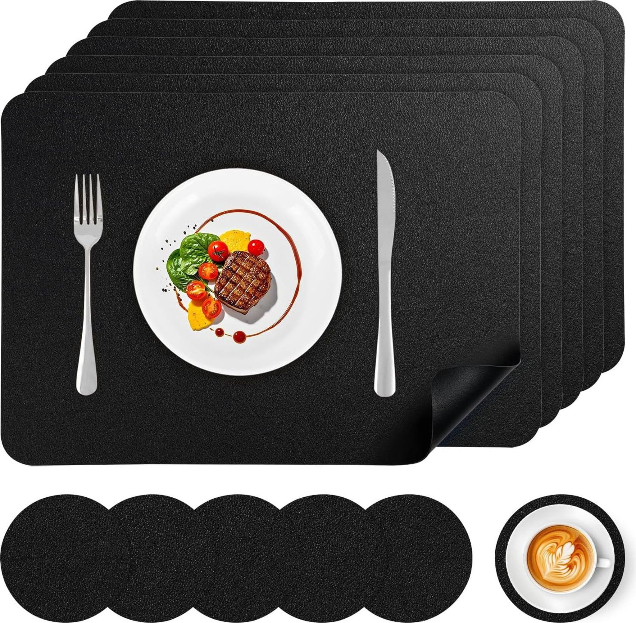 FELIXLEO Platzset 6 Tischsets Lederoptik Abwaschbar Wasserdicht Hitzebeständig, (1-St)
