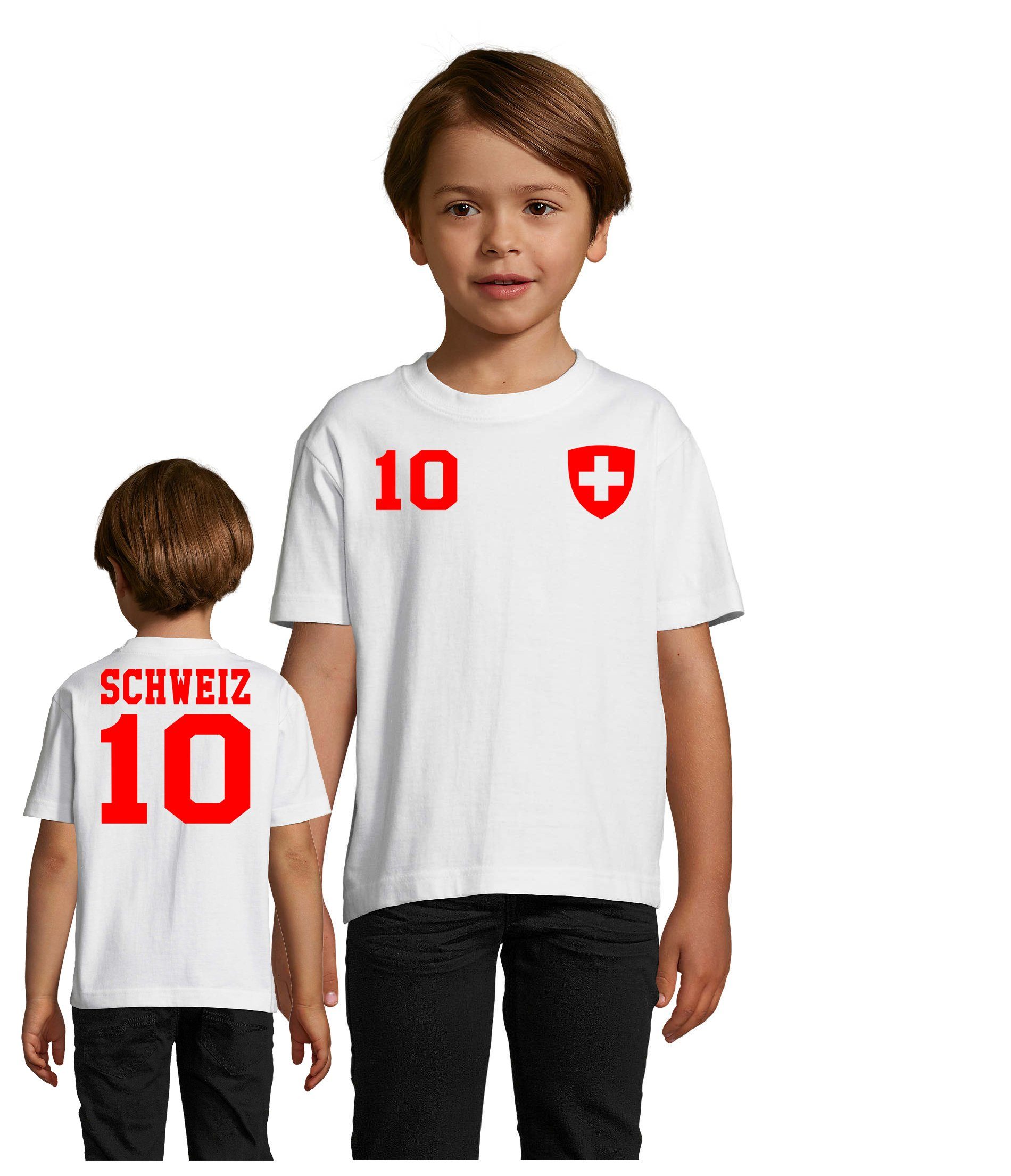EM Schweiz Kinder Brownie Fußball Europa Swiss Sport WM & T-Shirt Trikot Blondie Meister