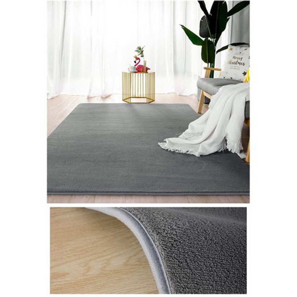 Kurzflor dunkelgrau, Teppich, Anti-Rutsch FELIXLEO Unterseite Carpet Hochflor-Teppich