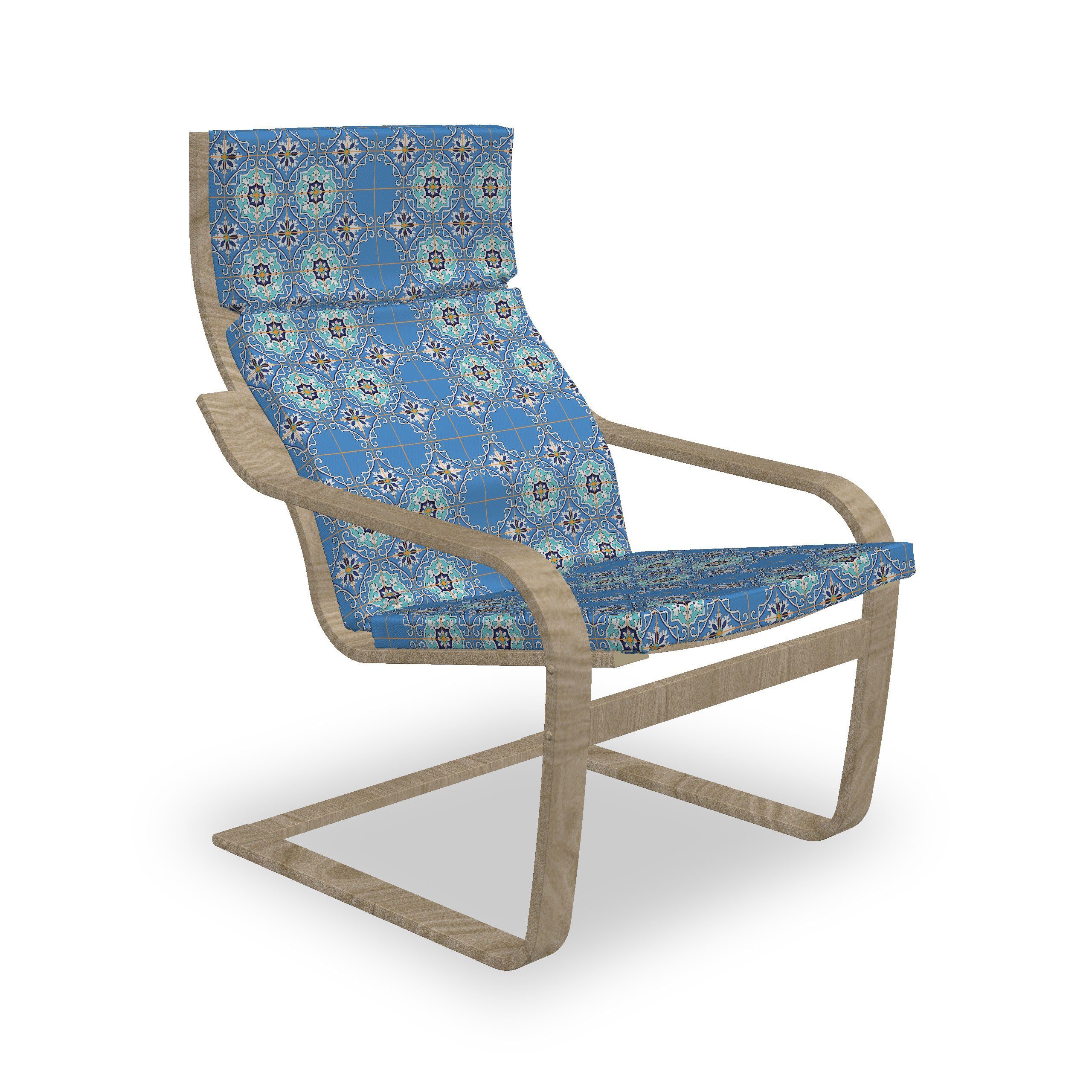Abakuhaus Stuhlkissen Sitzkissen mit Stuhlkissen mit Hakenschlaufe und Reißverschluss, marokkanisch Patchwork-Art-Blau