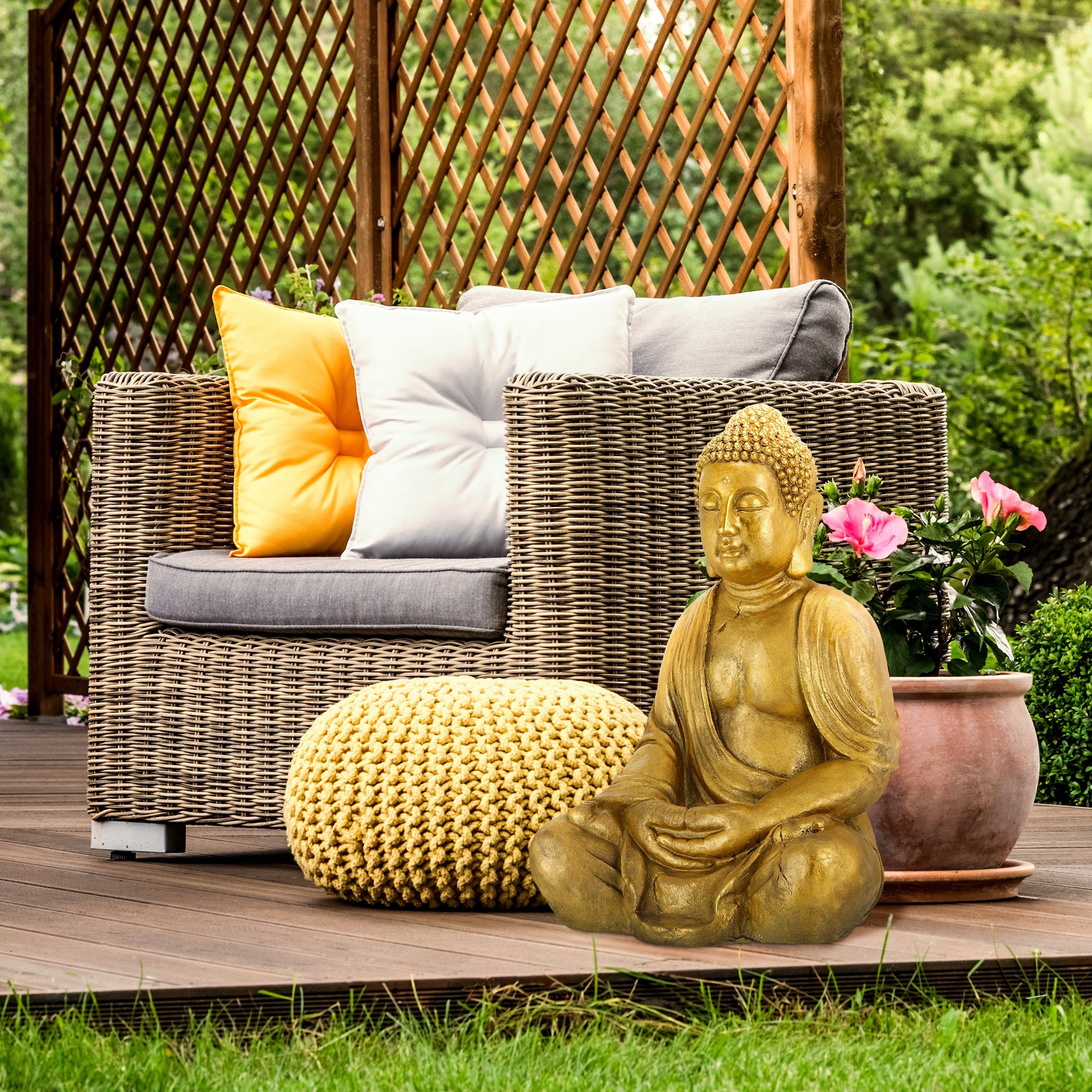 relaxdays Buddhafigur 70 cm Buddha Garten Große Figur