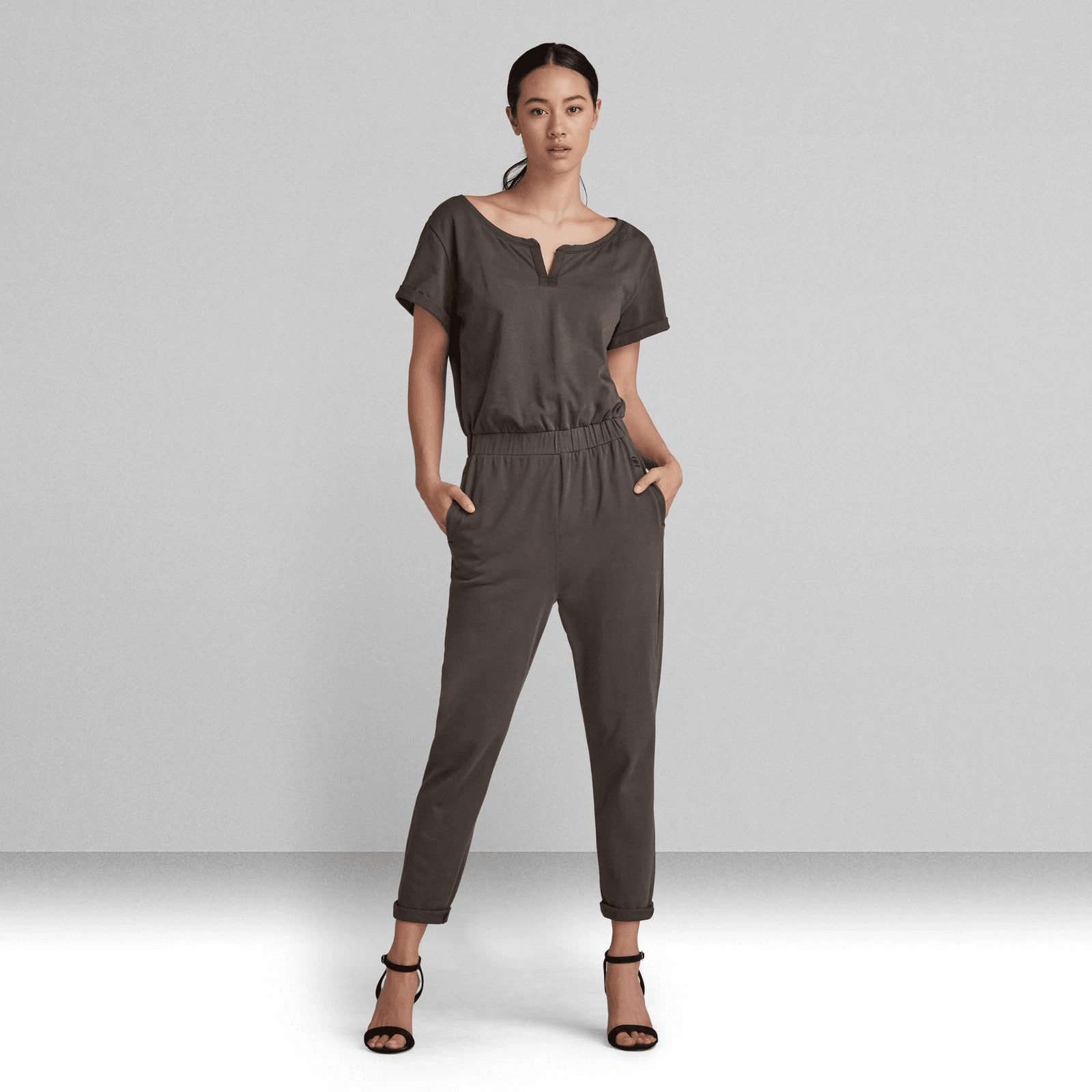 G-STAR Jumpsuit Damen Cocaux Suit Womens Carbid Elastischer Bund Braun Größe: S (1-tlg) Elastischer Bund, Recycled Superstretch