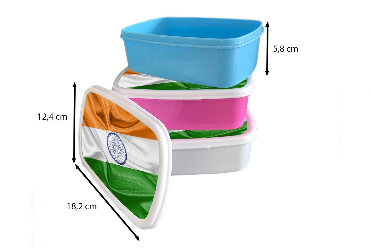 MuchoWow Lunchbox Nahaufnahme der weiß Mädchen (2-tlg), und Flagge Kunststoff, und Jungs für Brotbox Kinder für Brotdose, von Indien, Erwachsene