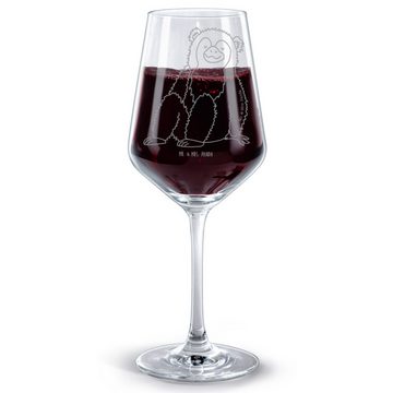 Mr. & Mrs. Panda Rotweinglas Affe - Transparent - Geschenk, Liebe, Hochwertige Weinaccessoires, Mo, Premium Glas, Stilvolle Gravur