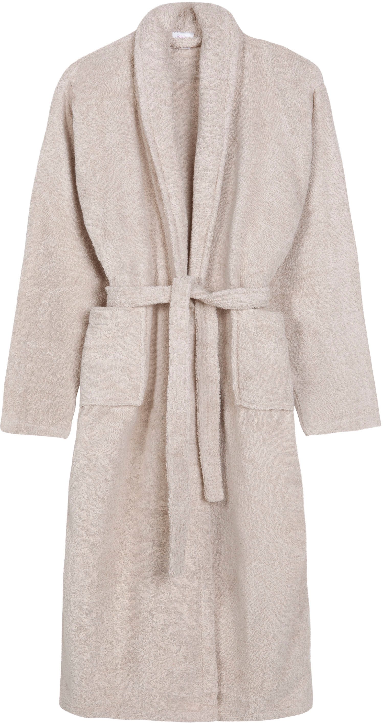 hip Bademantel Hip Bathrobe uni, Midilänge, Walkfrottee, Schalkragen, Gürtel, Schalkragen, Gürtel, Taschen, Damen & Herren, Velours, Glanz