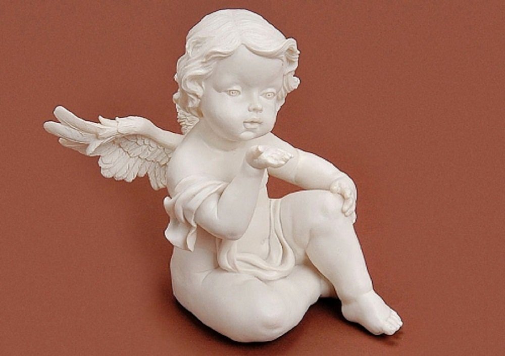 Engel mit aus Wurm Engelfigur G. Flügeln, Sitzender Poly Figur