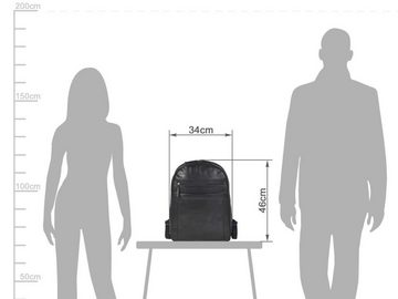 Greenburry Tagesrucksack Pure Black, Rucksack, Leder, Business mit Notebookfach, für Damen und Herren