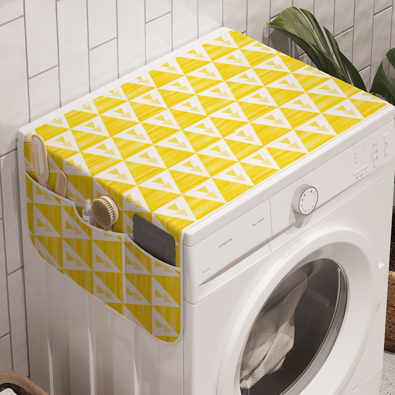 Abakuhaus Badorganizer Anti-Rutsch-Stoffabdeckung für Waschmaschine und Trockner, Geometrisch Sommer-Tone Triangles