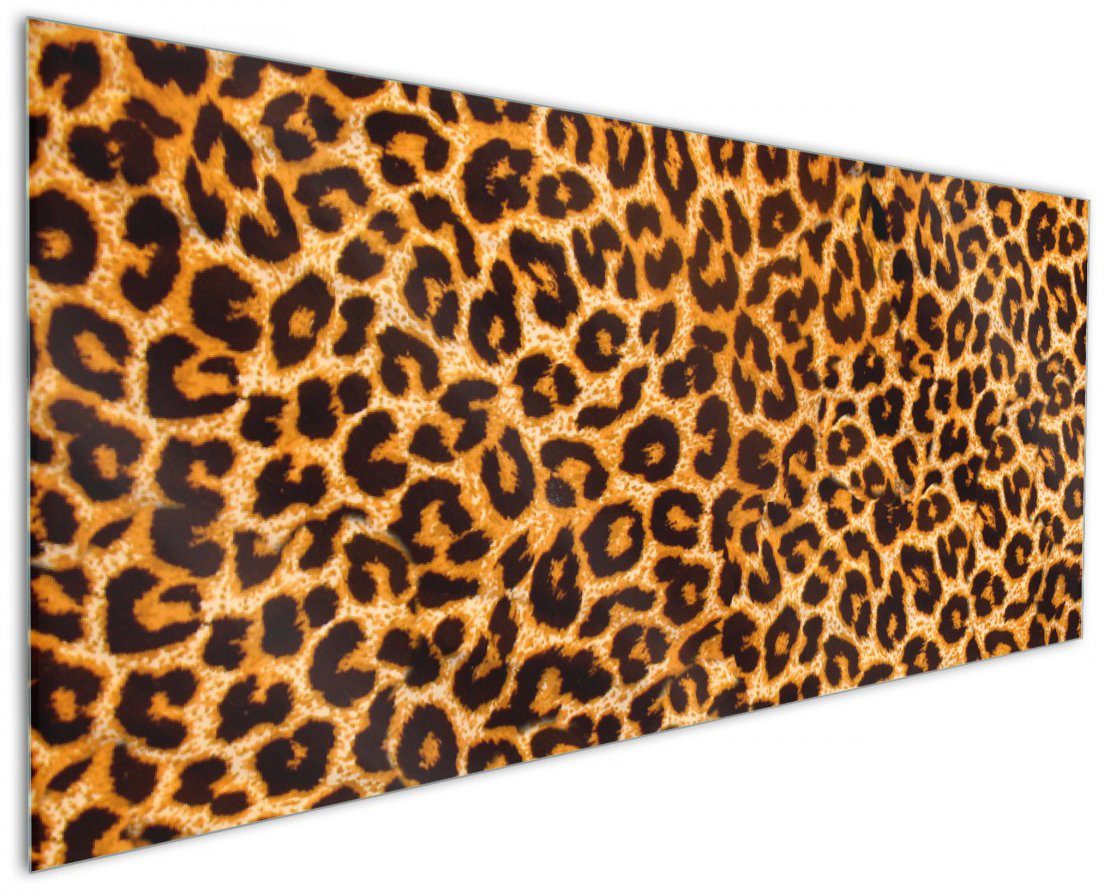 Leopardenmuster Wallario Küchenrückwand in orange (1-tlg) schwarz,