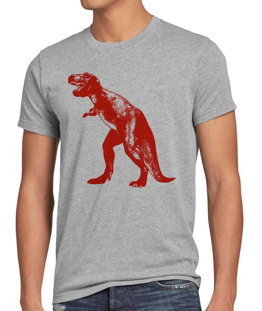 style3 Print-Shirt Herren T-Shirt Dinosaurier Rex Sheldon Cooper Evolution big bang Dino Theory grau meliert