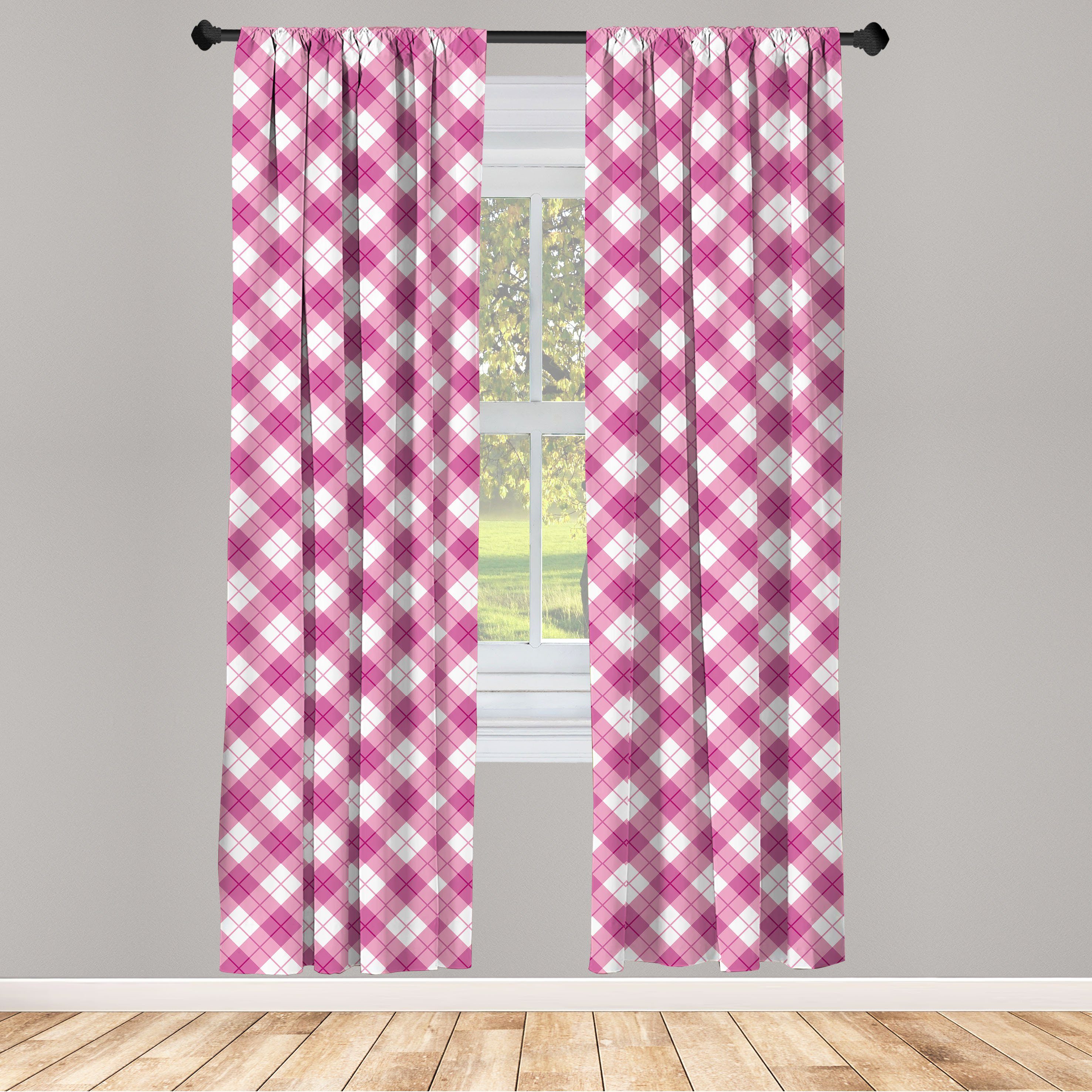 Gardine Vorhang für Wohnzimmer Schlafzimmer Dekor, Abakuhaus, Microfaser, Geometrisch Diagonal Pastellfarbe