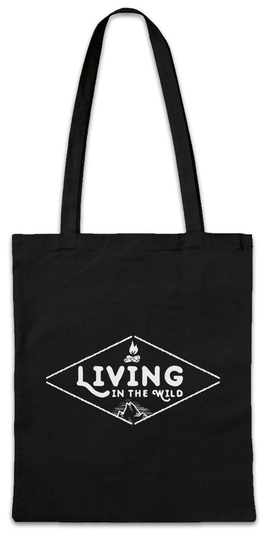 Beuteltasche Living In The Wild I Stofftasche Zelten Abenteuer Camping Hiking Berge