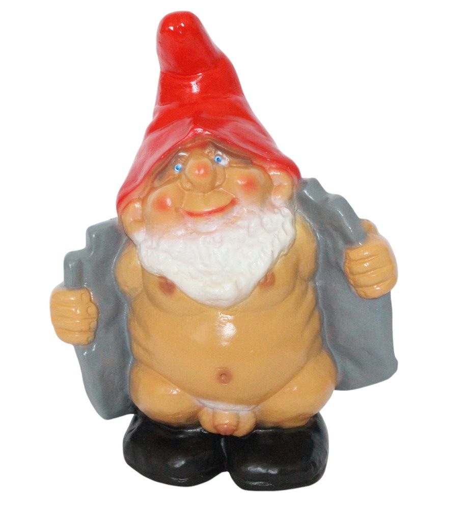 Rakso Oskar Schneider GmbH Gartenzwerg Gartenzwerg nackter Zwerg in grauem Mantel Höhe 33 cm Zwergenfigur