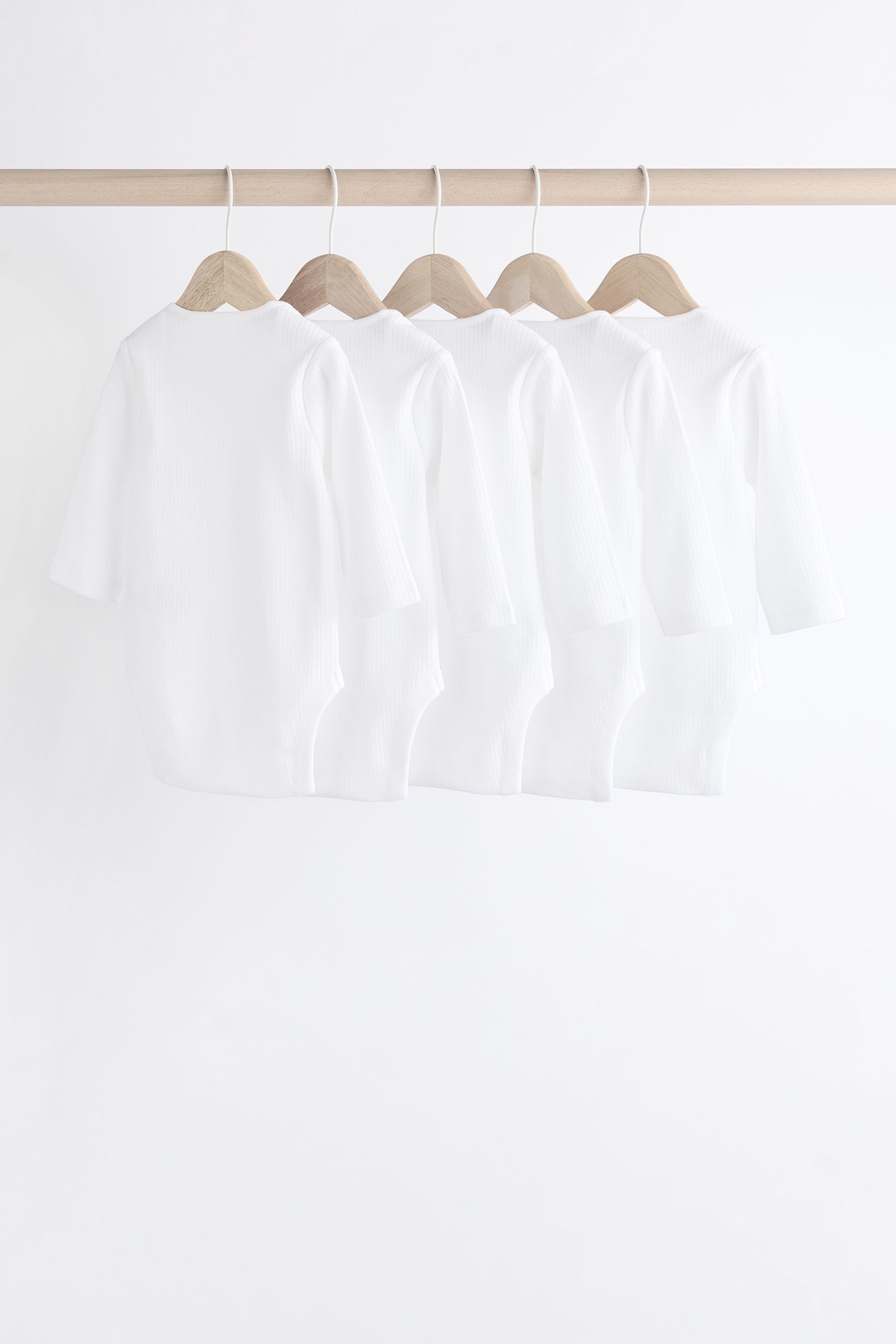 Next Langarmbody Langärmelige, gerippte Baby-Bodysuits, 5er-Pack (5-tlg)