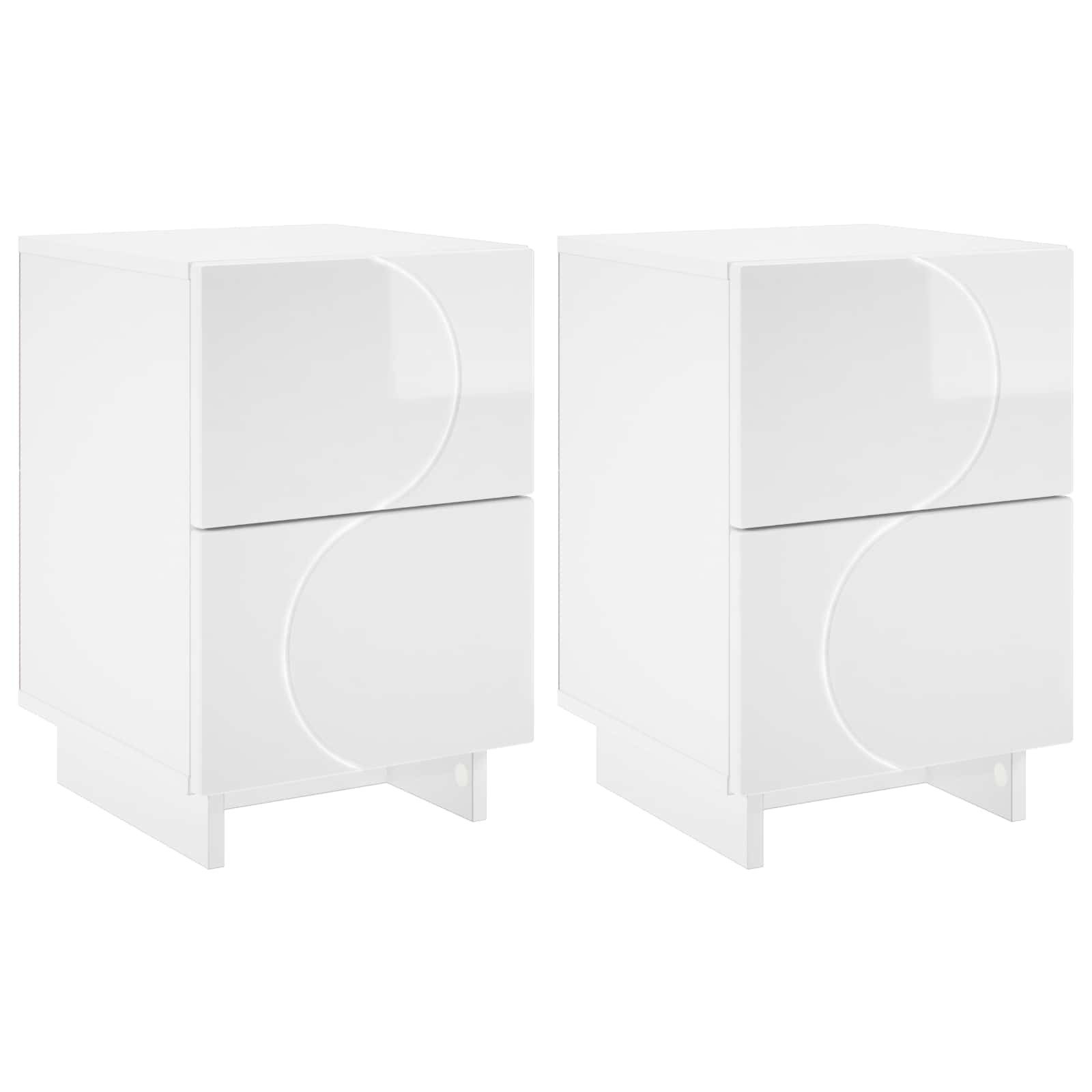 vidaXL Nachttisch Nachttisch 2 stk. Hochglanz Weiß 33,5 x 34,5 x 50 cm (2-St)