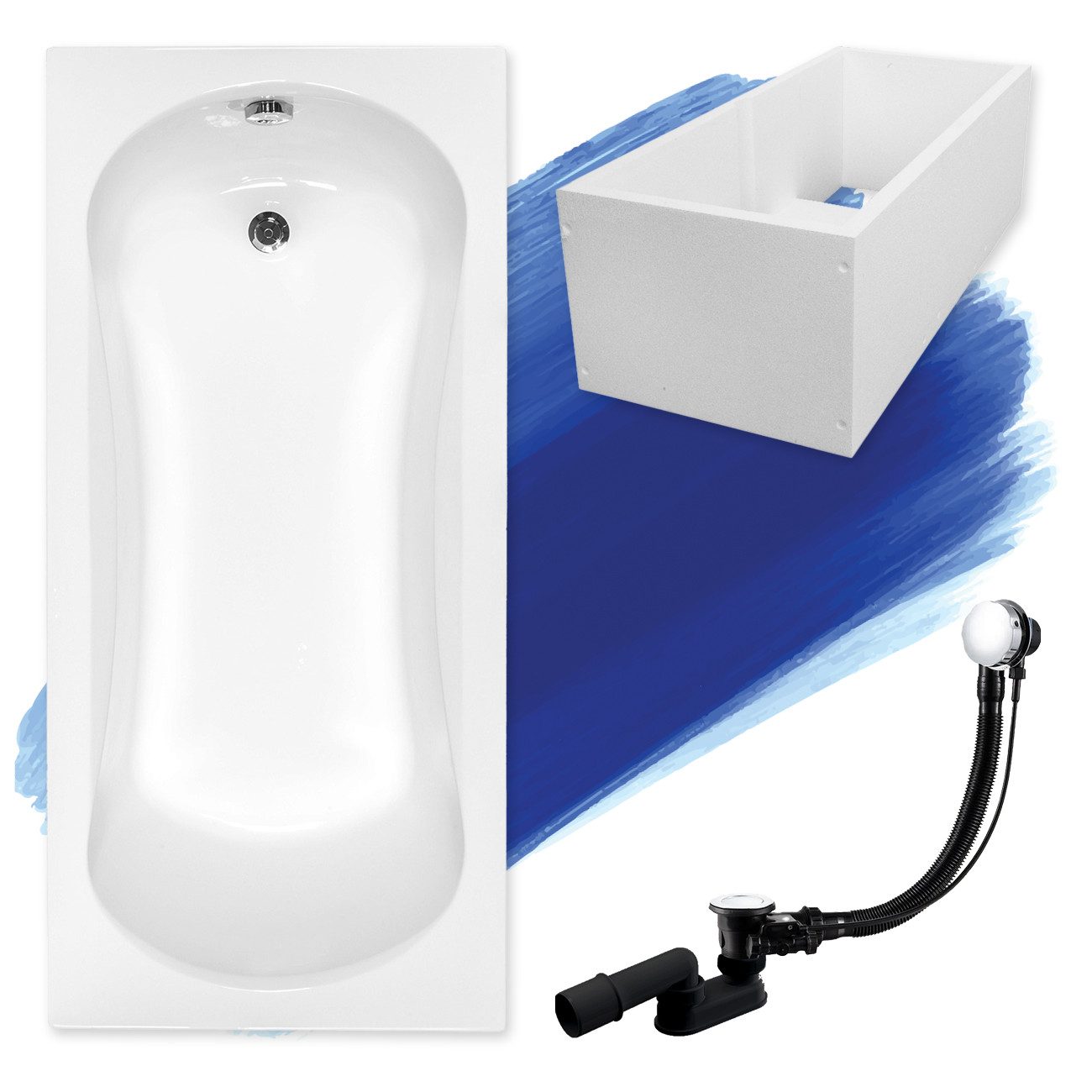 KOLMAN Badewanne Rechteck Aria 130x70, Ablaufgarnitur günstig online kaufen