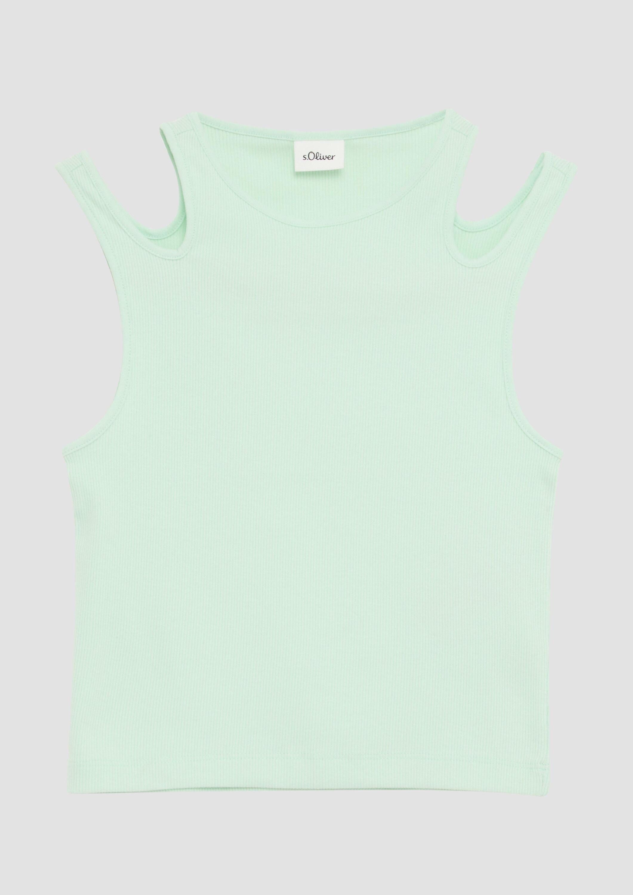 s.Oliver Muskelshirt T-Shirt Verkürztes Tanktop im Slim Fit mit Cut-out-Details