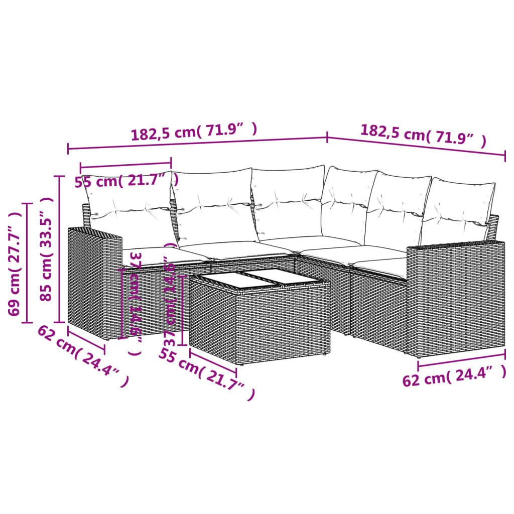 vidaXL Sofaelement 6-tlg. Garten-Sofagarnitur mit Kissen günstig online kaufen