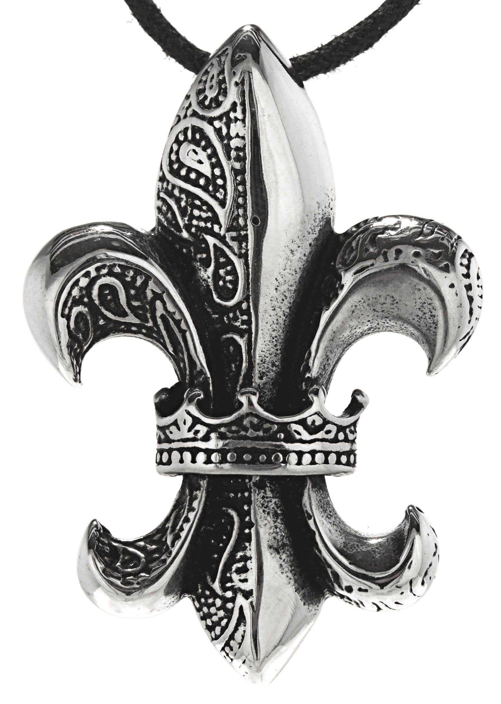 Kettenanhänger Fleur-de-Lis Edelstahl französische Lilie Fleur de Lis / Lys Blume
