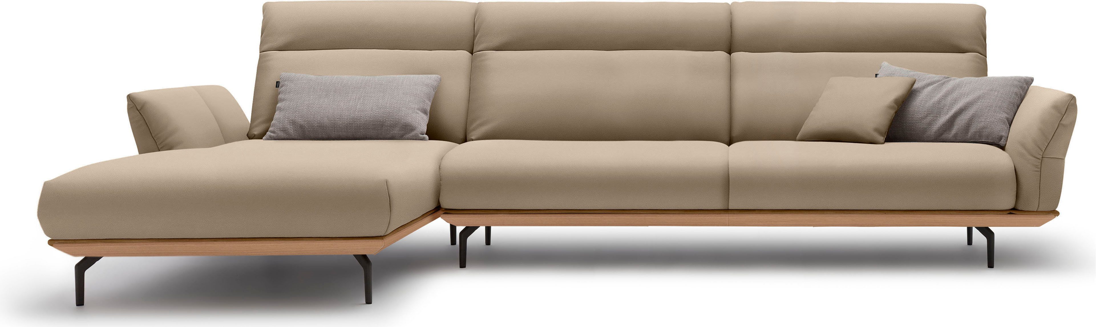 Creation BY ROLF BENZ Ecksofa CR.460, Sockel in Eiche, Winkelfüße in Umbragrau, Breite 338 cm