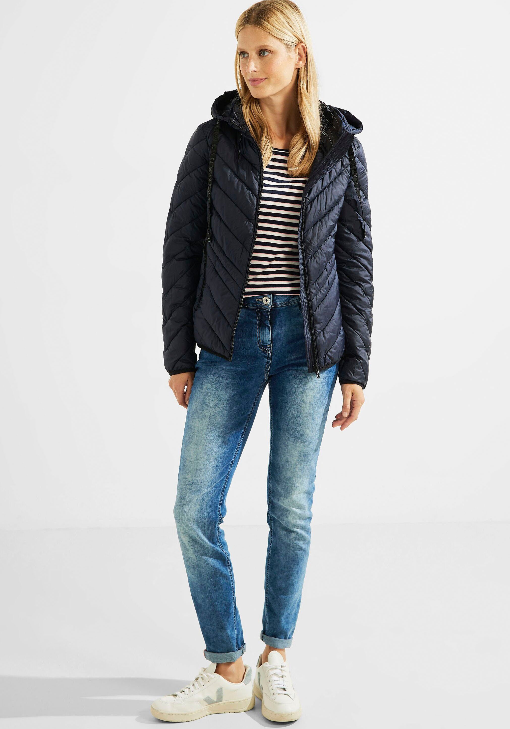 Markenlabel am mit Ärmel deep blue Steppjacke Cecil