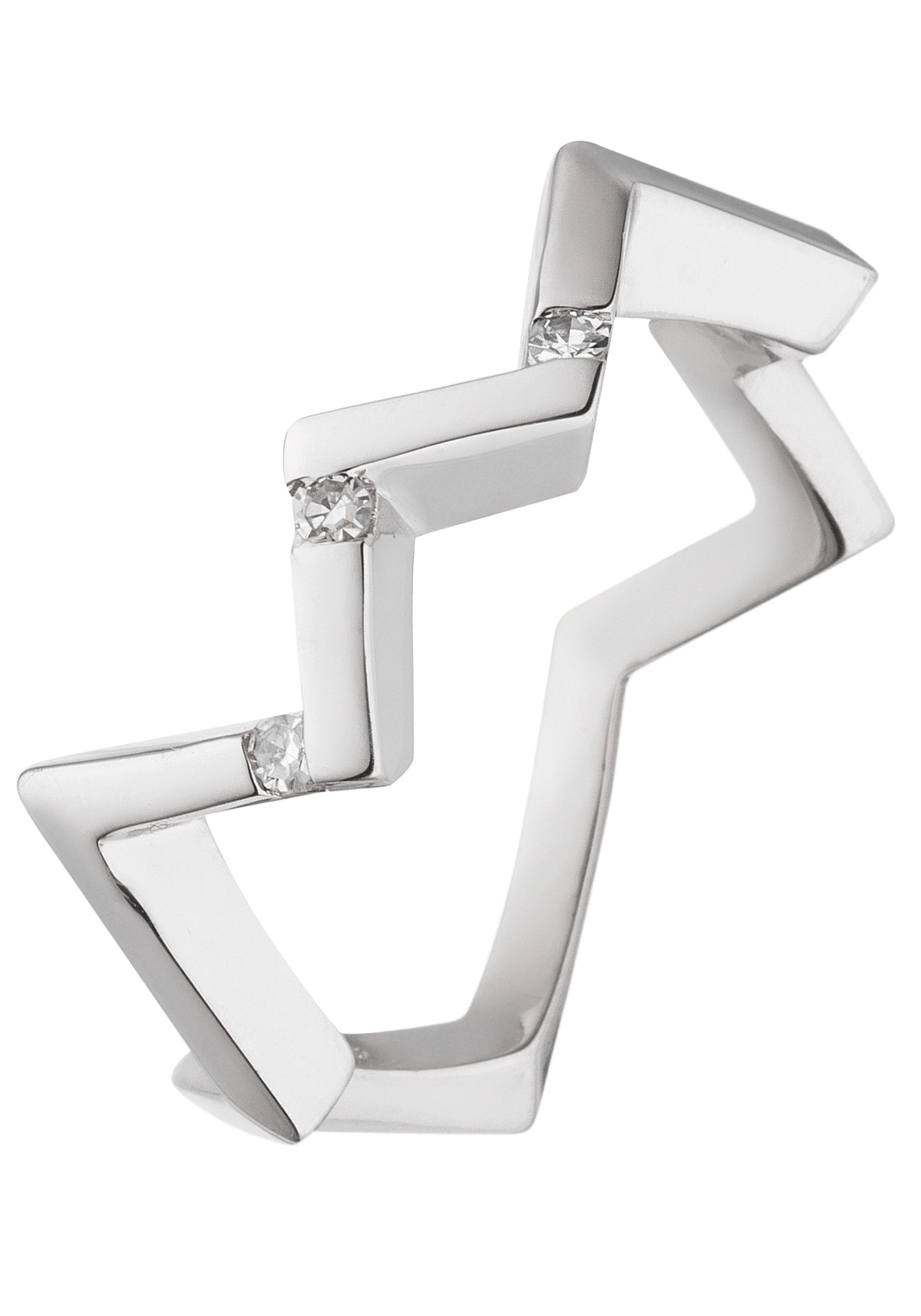 JOBO Diamantring Ring Silberring gezackt, 925 Silber mit 3 Diamanten