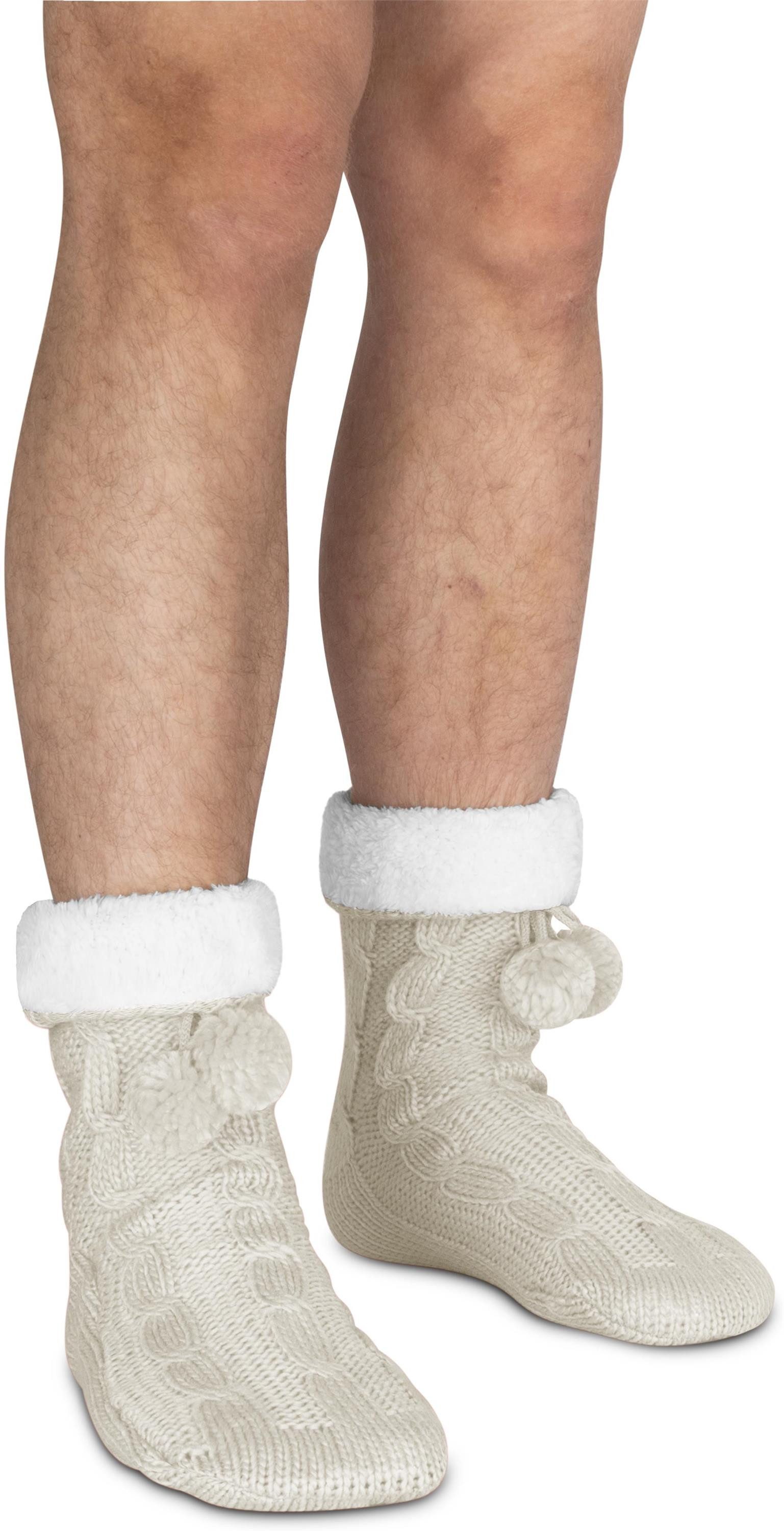 normani Kuschelsocken Strick-Hausschuhe mit Bommeln und ABS (1 Paar) dickes, kuscheliges Futter – Bild 4 von 4