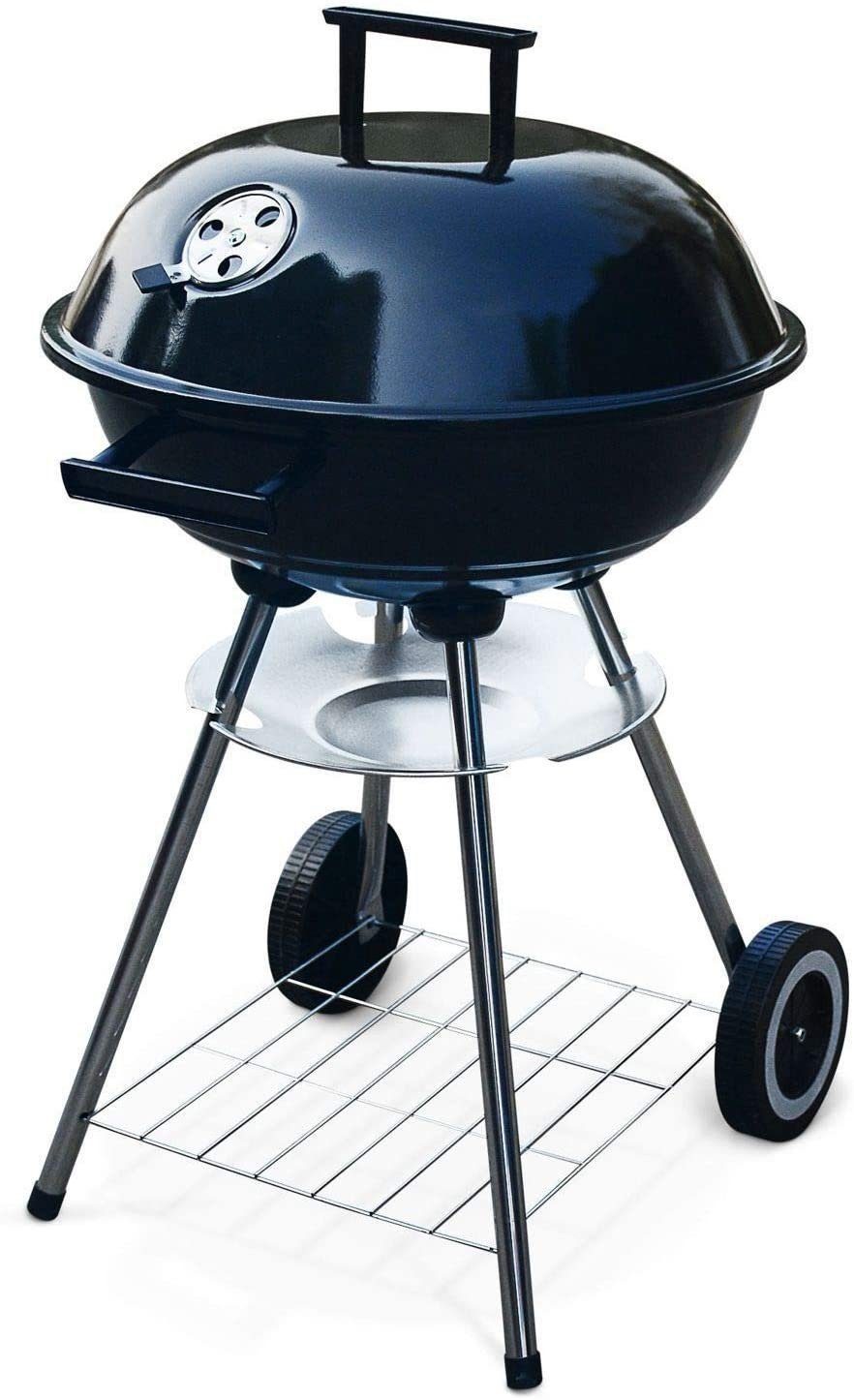 RESCH Holzkohlegrill 502595 Kugelgrill Holzkohle mit Deckel, Ø44cm, 4 Personen, 44x44x70cm, BBQ-Grill, Rundgrill, mobil, tragbar, Stand Grill, Inkl. Zubehör, Holzkohlegriller, grillen, Standgrill Outdoor Balkongrill Holzkohlegrill Campinggrill