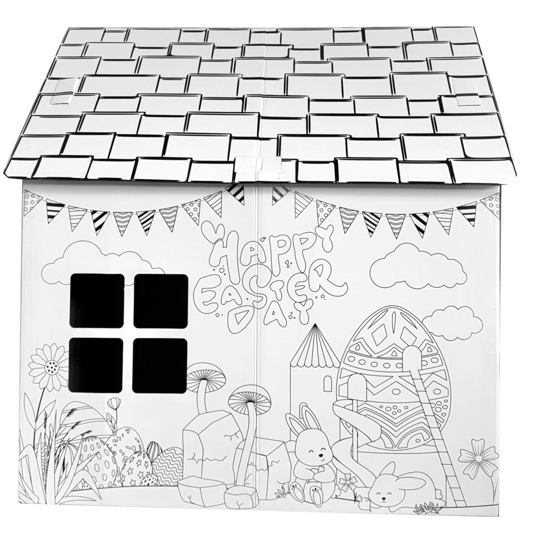 TikTakToo Malvorlage großes Malhaus 106x84x110 cm, mit 12 Wachsmalstiften