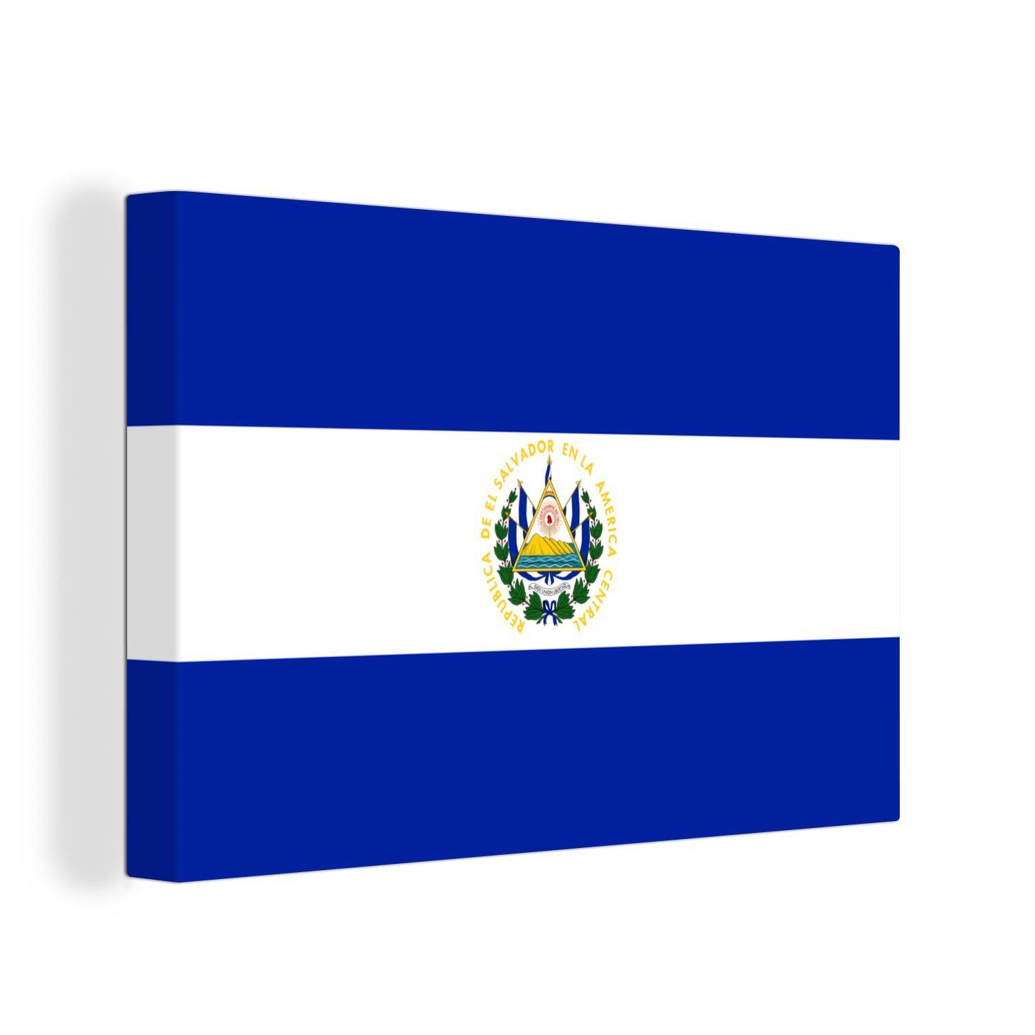 (1 Leinwandbilder, Wandbild von Wanddeko, OneMillionCanvasses® Leinwandbild Flagge Salvador, El St), Aufhängefertig, cm 30x20