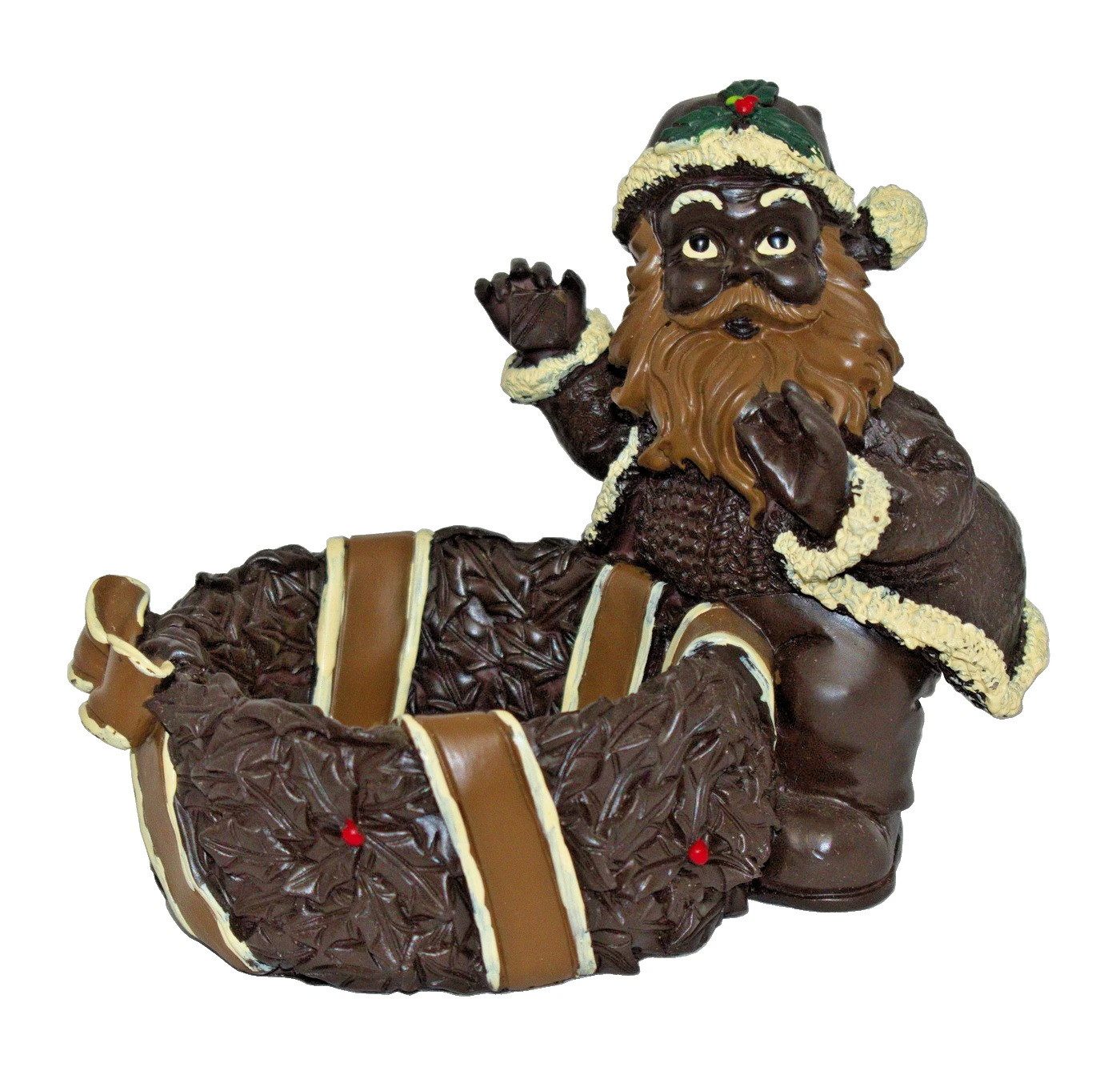 Kaufhaus le petit Weihnachtsfigur Deko Weihnachtsmann Nikolaus Figur Weihnachtsdeko Skulptur Korb, Dekofigur Dekoskulptur Dekoobjekt aus Polyresin (Kunststein)