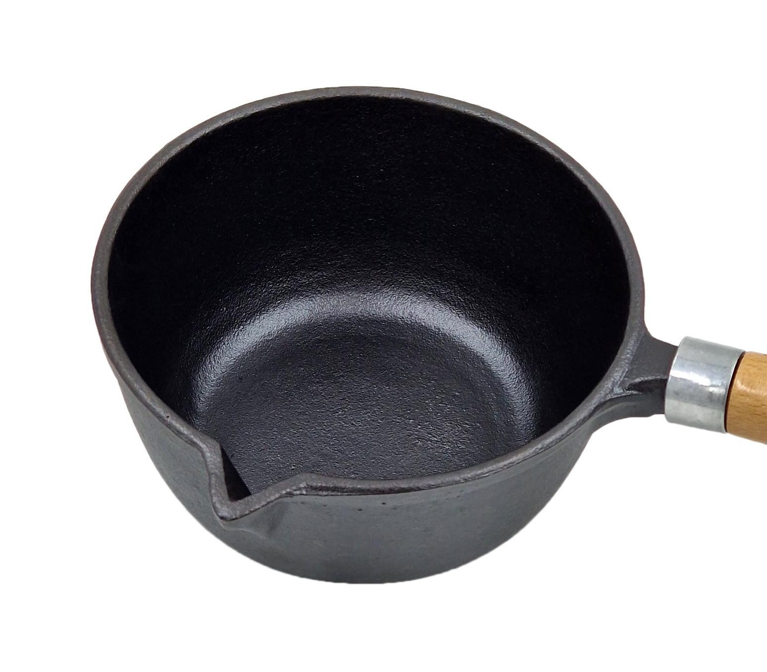 matrasa Grilltopf Dutch Pan - Grill Kaserolle mit Deckel Dutch Oven Gusseisen 1 L 19x9cm, Gusseisen (Set, 2-tlg., Stilkasserolle inkl. Deckel), Feuertopf Grillpfanne mit Deckel