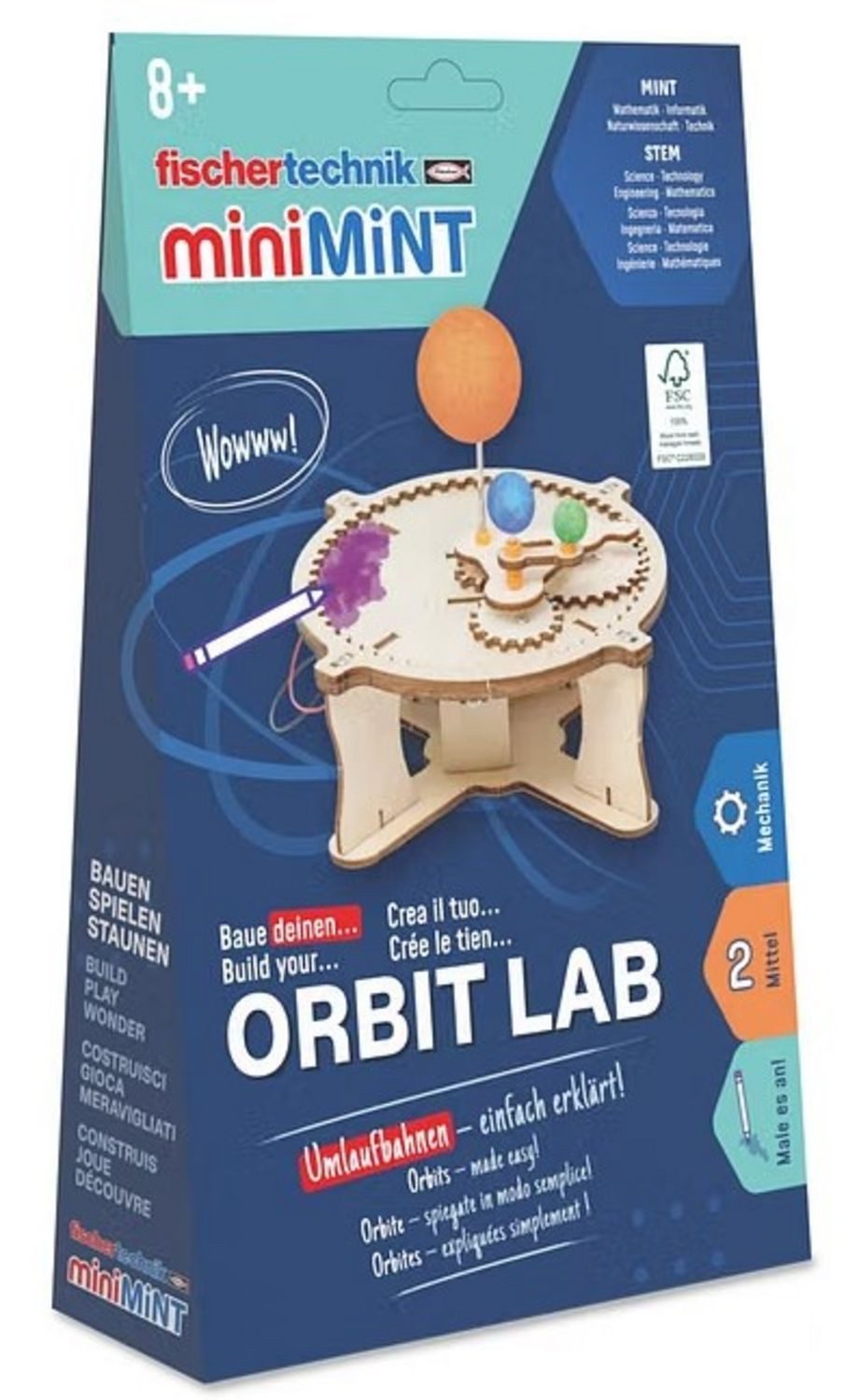 fischertechnik Fischertechnik 579979 - miniMINT, Orbit Lab, Technik-Holzbausatz ab 8 Konstruktions-Spielset