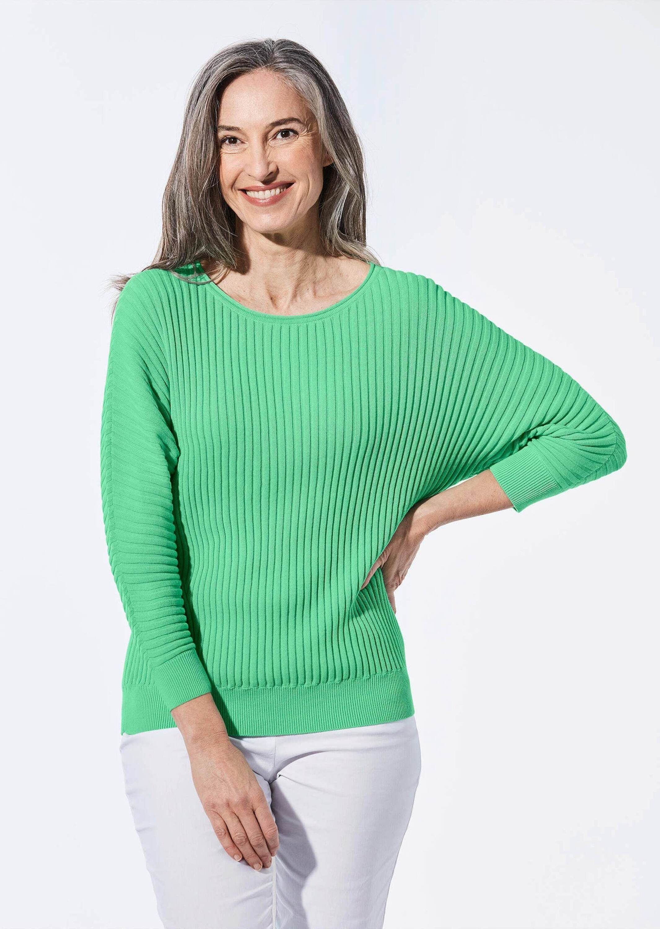 GOLDNER Strickpullover Baumwollmix mit Fledermausärmeln und günstig online kaufen
