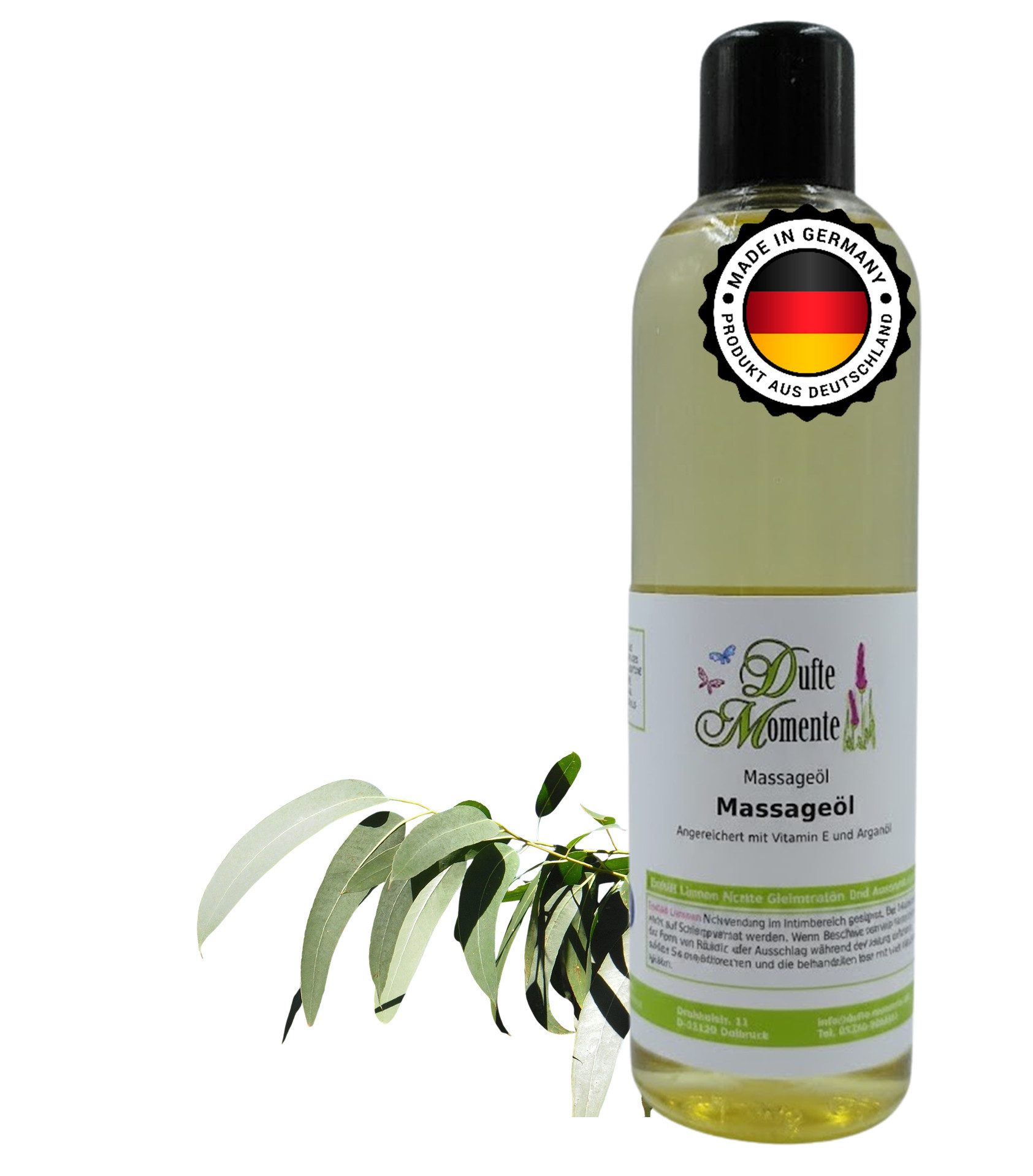 Dufte Momente Massageöl Eukalyptus 250ml - 3 L, hochwertige Pflanzenöle als Basis, vegan und ohne Tierversuche