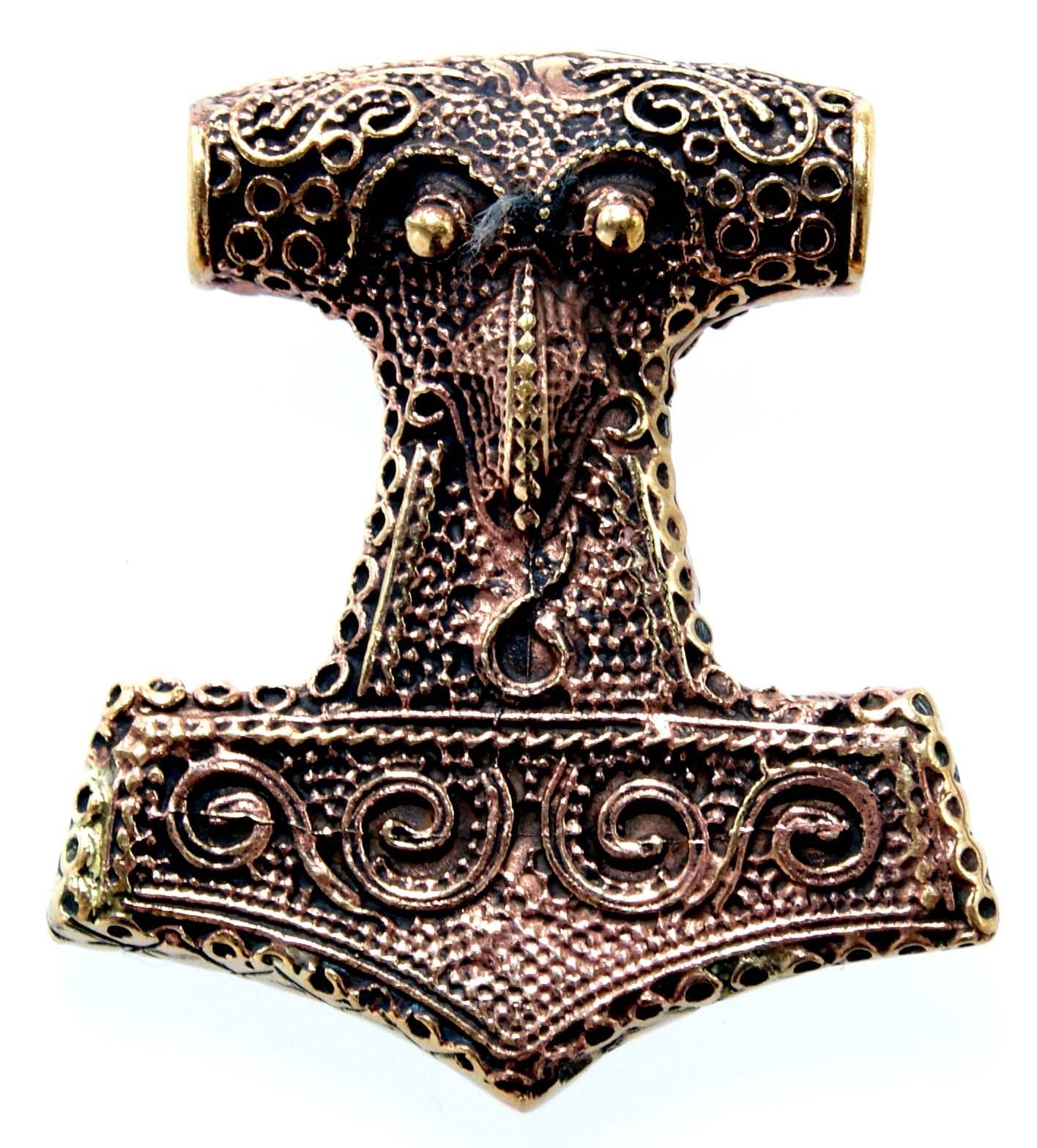 Hammer schwerer Mjölnir Kiss Thorshammer Bronze Anhänger of Wikinger Leather Nordisch Kettenanhänger Rabe