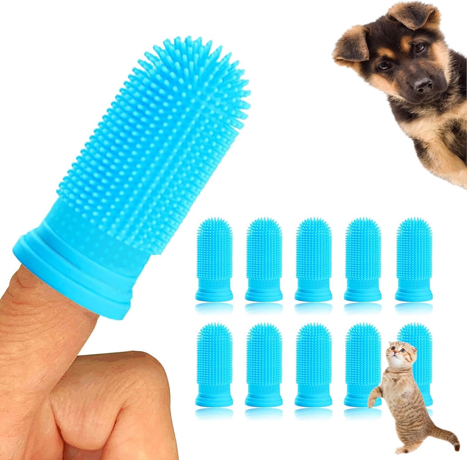 FELIXLEO Tierzahnbürste 10 Stück Hundezahnbürste Finger Zahnbürste Katze Silikon