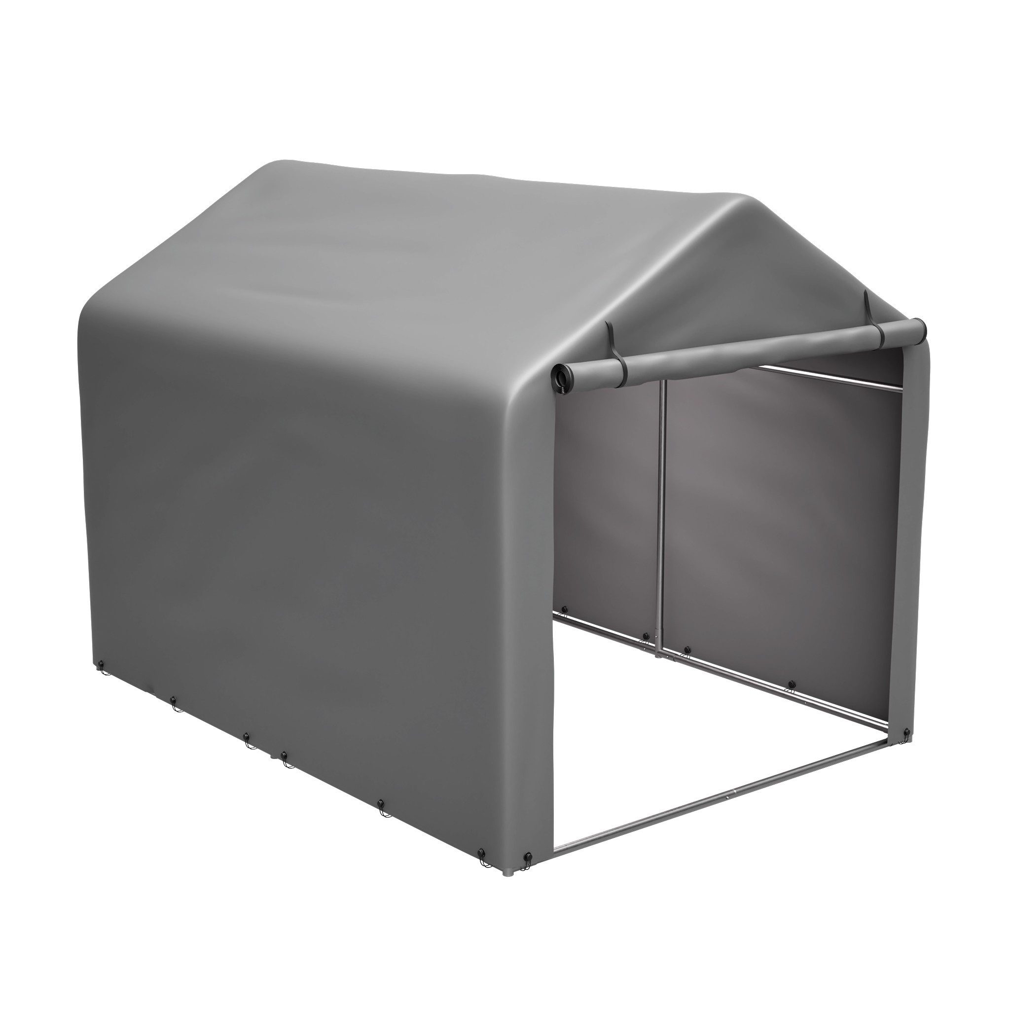 BlingBin Gerätezelt Fahrradgarage 160x220x165 cm Grau, (Geräteschuppen, 1 tlg., Fahrradgarage), Gerätezelt mit Rolltor, PE-Plane und Stahlgestell für Garten