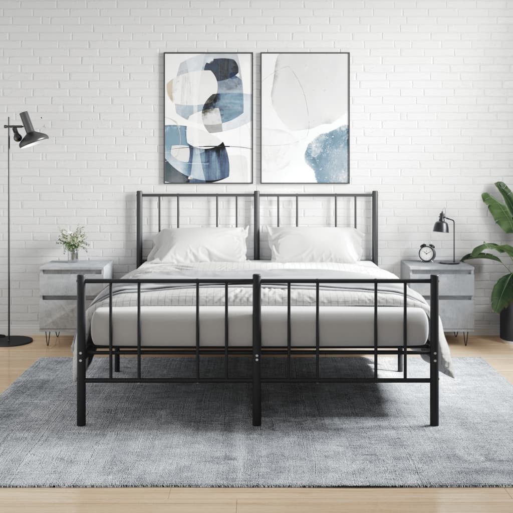 furnicato Nachttisch Betongrau 40 x 35 x 50 cm aus Holzwerkstoff und Metall (2-St), Beistelltisch mit Schublade, Fach mit Tür und Wandhalterung im Set