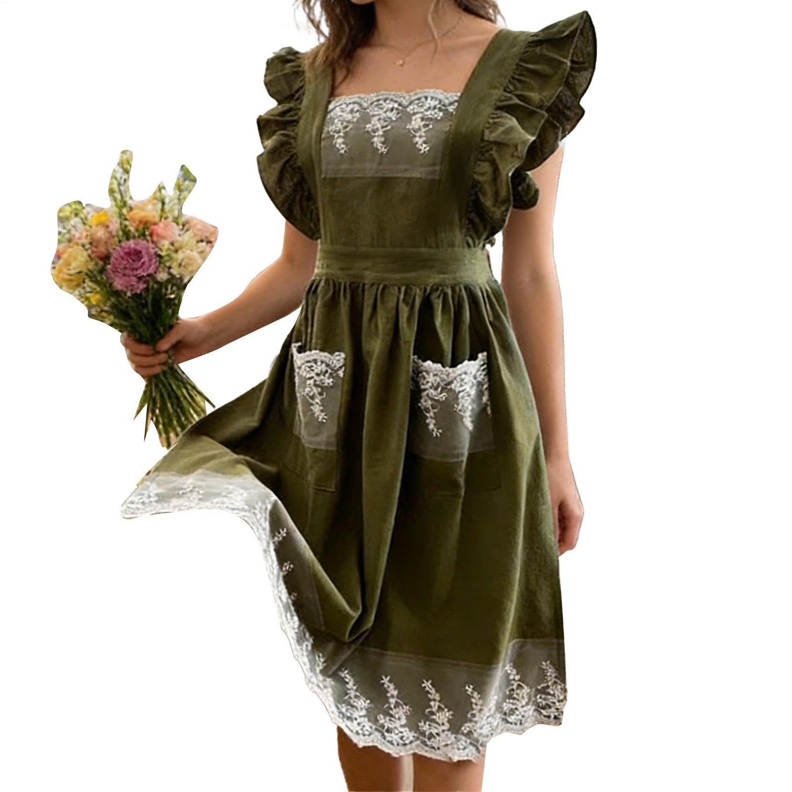 Agger Kochschürze Küchenschürzen für Damen Damenkleider-Gartenarbeitsschürze, (Elegant verstellbar mit Taschen), Zum Kochen, Backen, Reinigen, Arbeiten, Malen, Garten
