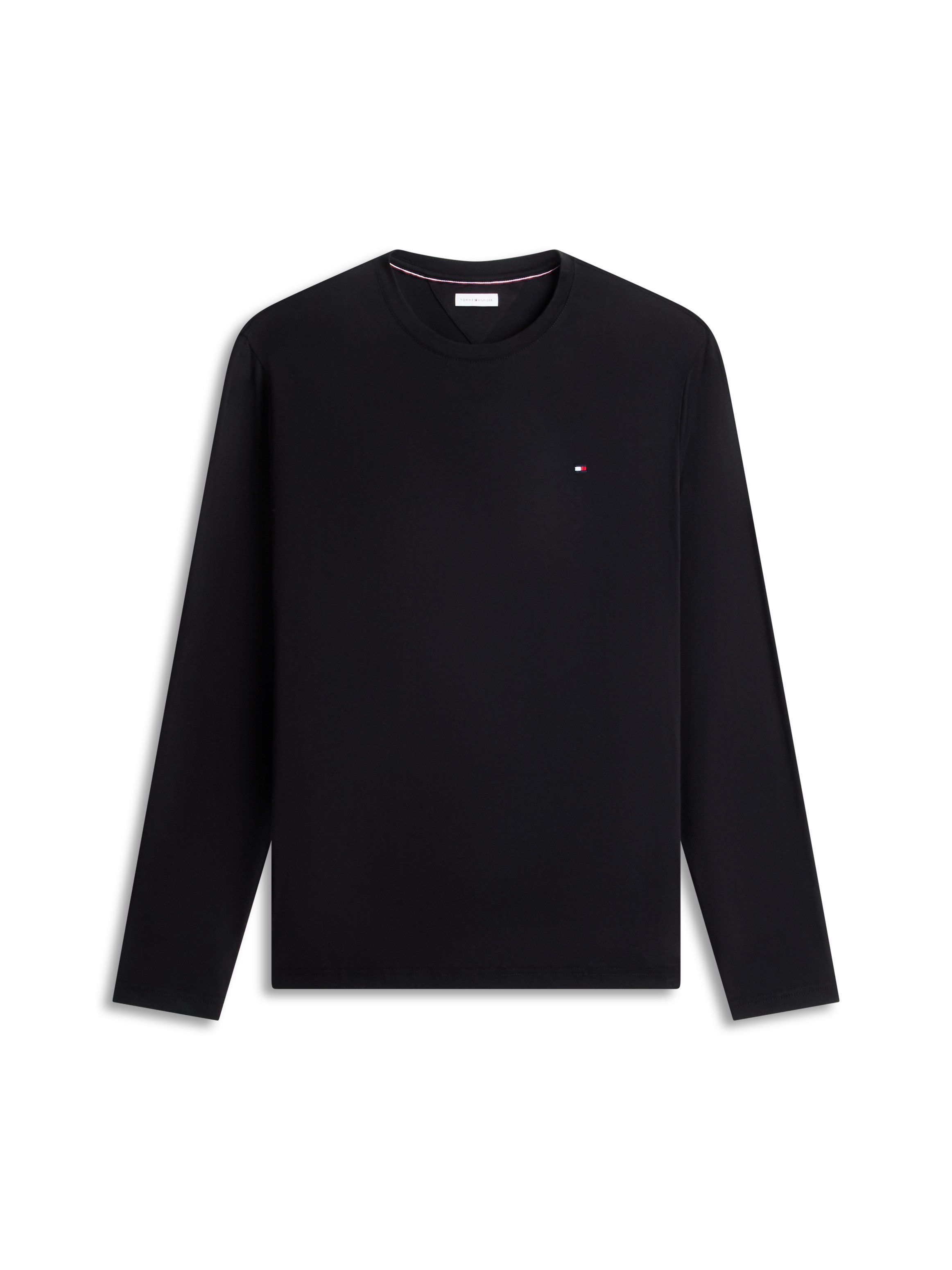 Tommy Hilfiger Big & Tall Longsleeve BT-STRETCH SLIM FIT TEE-B mit Rundhals und Logo unifarben, casual, slim fit, Baumwollmix, Rundhals, große Größen – Bild 5 von 5