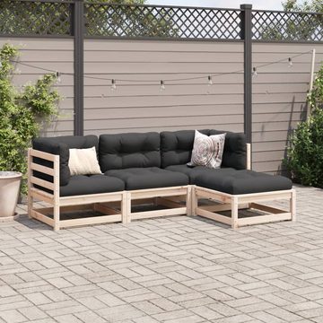 vidaXL Gartenlounge-Set 4-tlg. Garten-Sofagarnitur mit Kissen Massivholz Kiefer, (1-tlg)