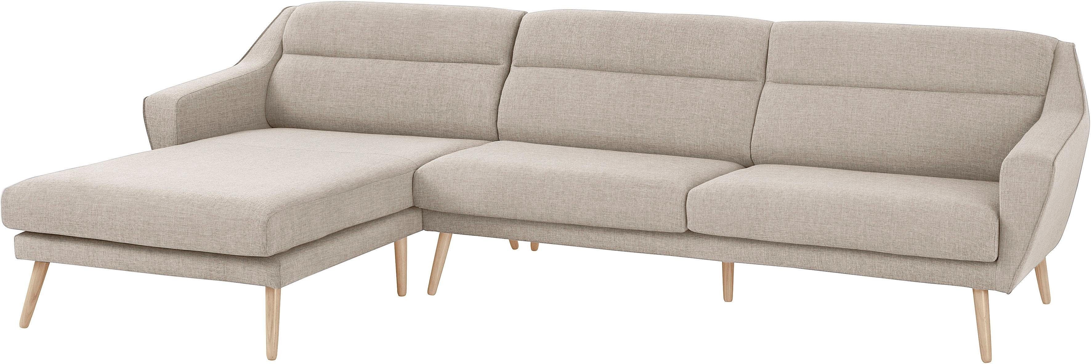 andas Ecksofa "Bille L-Form" mit Naht im Rückenkissen und Beinen aus Eichen günstig online kaufen