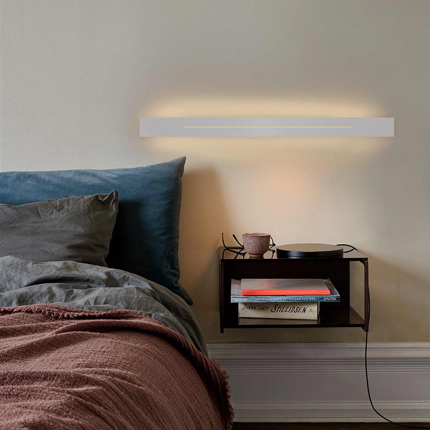 LED LED ZMH fest innen 60cm warmweiß, Wandleuchte 100cm, Wandlampe 60cm weiß/schwarz integriert, Weiß 30cm