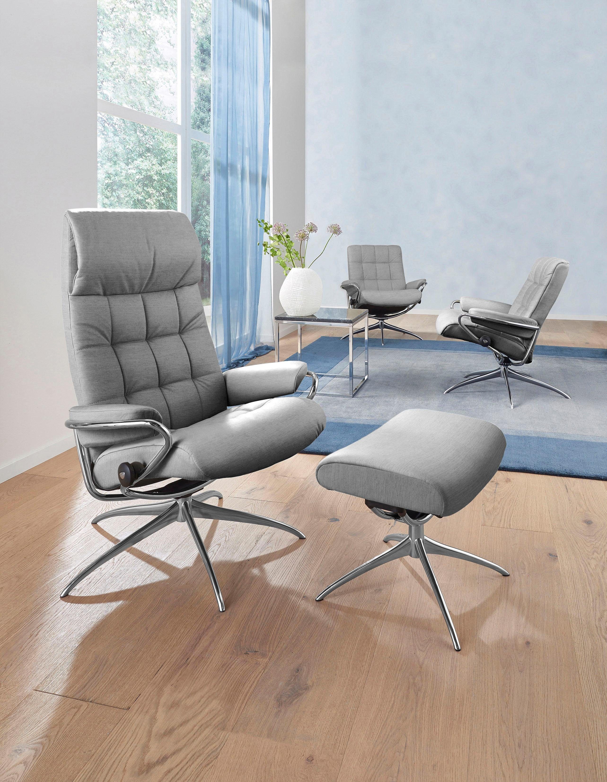 Stressless® mit Chrom London (Set, Gestell Back, mit mit Relaxsessel High Hocker), Base, Star Relaxsessel Hocker,