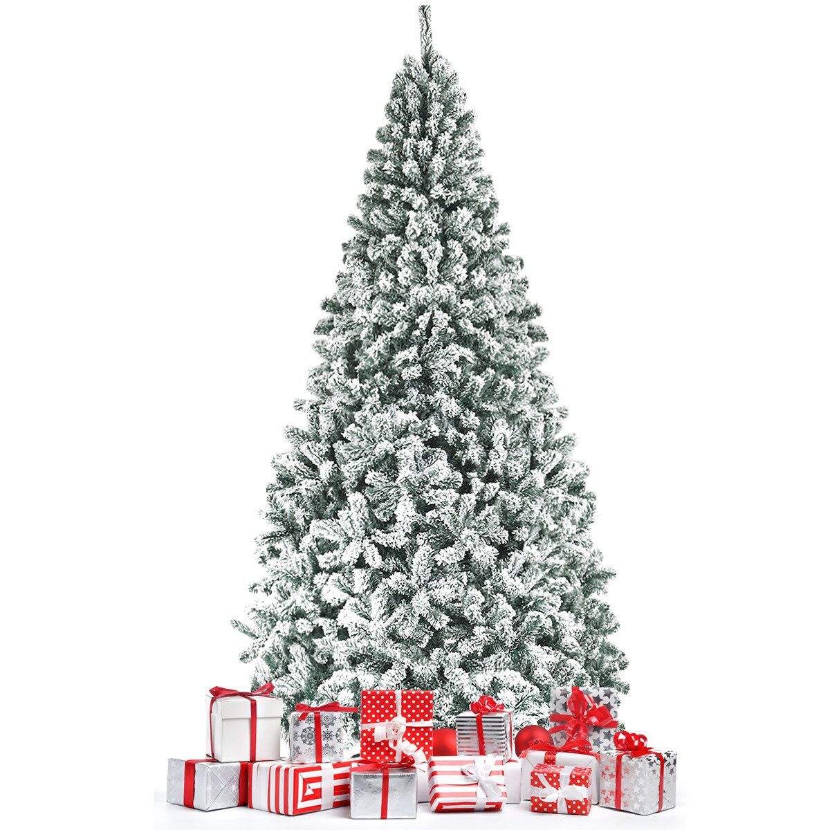 COSTWAY Künstlicher Weihnachtsbaum, mit Schnee, 600 PVC Nadeln, Metallständer