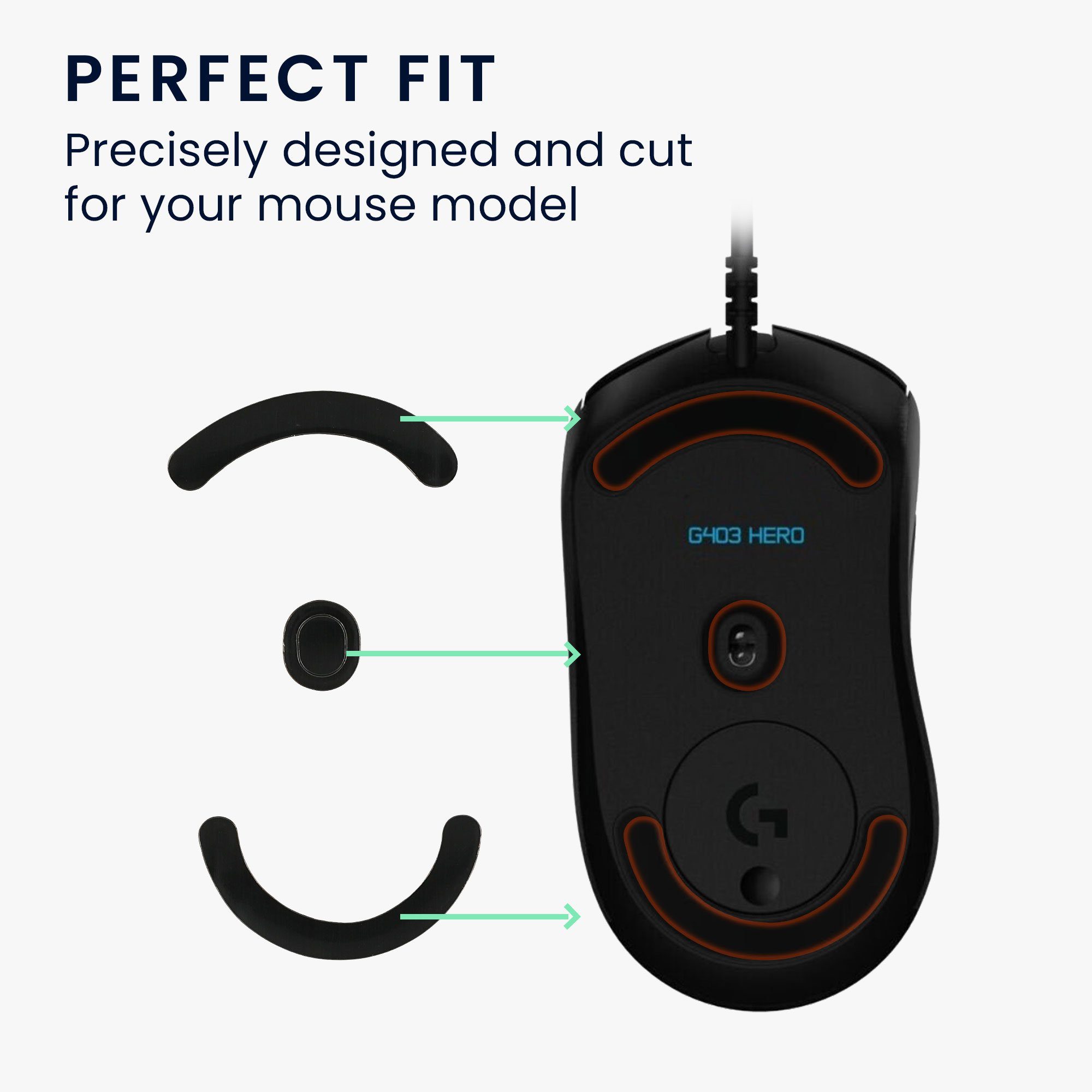 kwmobile Mausfüße Mouse Feet Sticker für Logitech G403 / G603 / G703 (1-St), Ersatz Glider Mausfüße passgenau - Glides in Schwarz