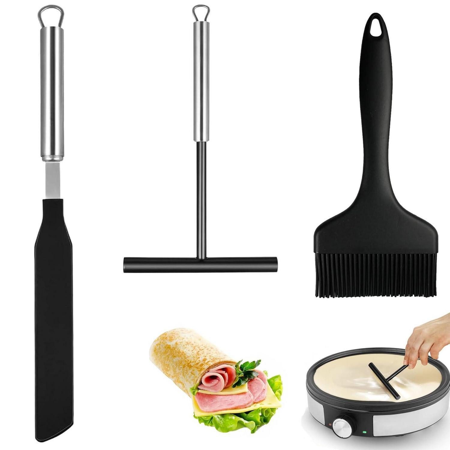 LuxusKollektion Crepes Verteiler Crêpes Set 3-teilig Edelstahl/Silikon