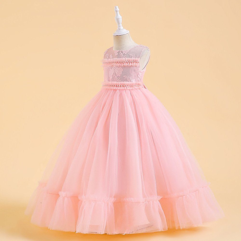 LAPA Perlen Abendkleid Rosa Mädchen Prinzessin Garnelen Hochzeitskleid Blumenmädchen