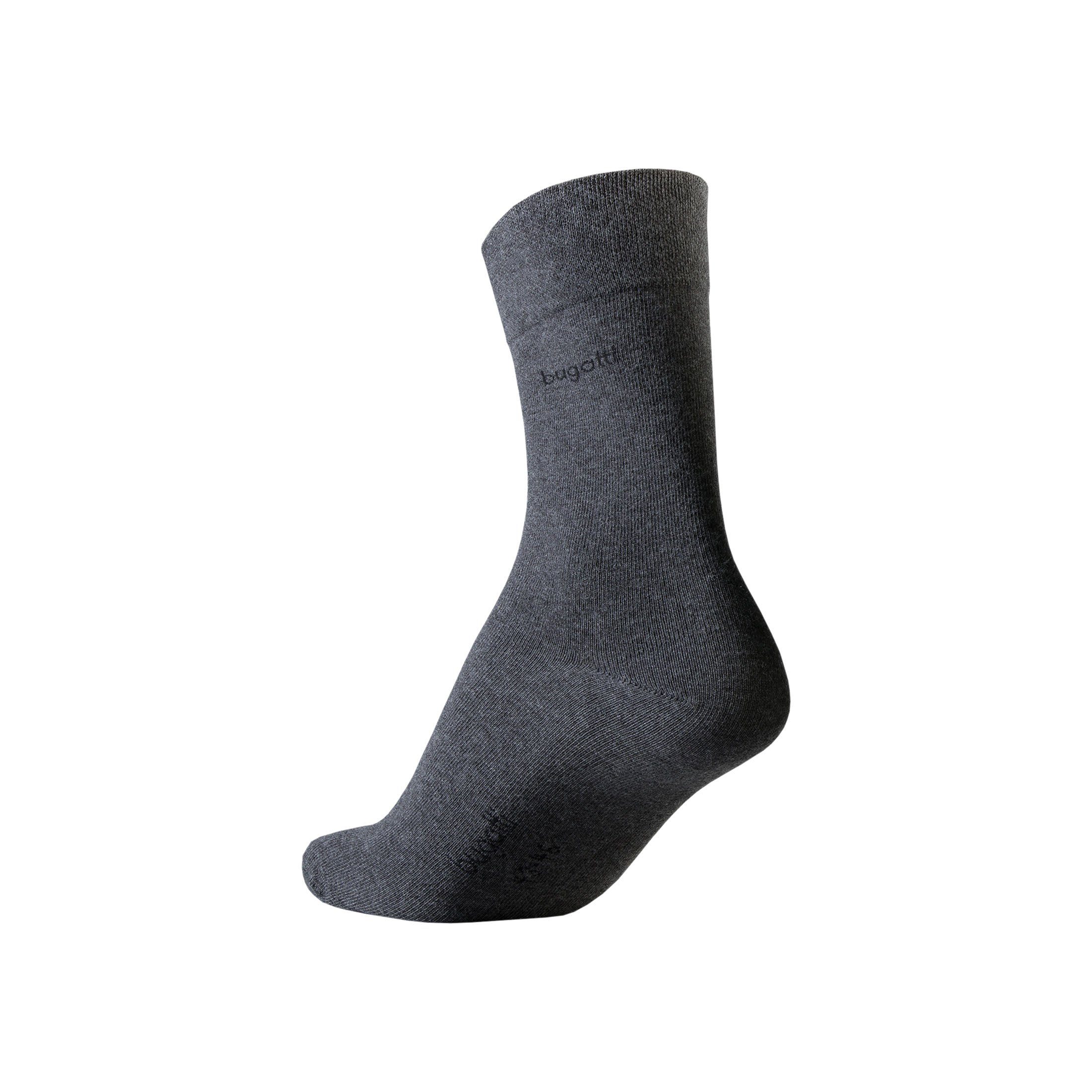 bugatti Basicsocken 6762461046 bugatti Herren 4er Pack Logo + uni basic schwarz, jeans melange